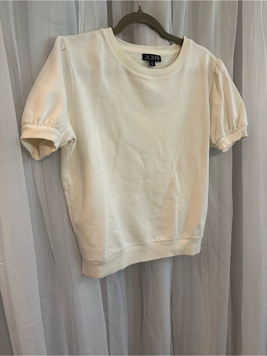 J. Crew Tops - J.Crew Cream Puff-Sleeve Short Sweatshirt